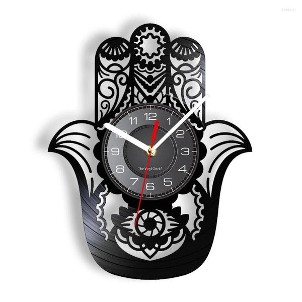 Horloges murales Kabbale la main Hamsa horloge ethnique faite de véritable enregistrement Art bohème Fatima décor à la maison montre cadeau