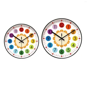 Horloges murales enfants horloge art silencieux suspendu enfants temps