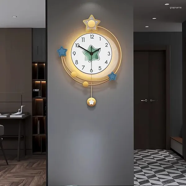 Relojes de pared para habitación de niños, luz Kawaii, hogar silencioso, elegante, gigante, grande, salón, muebles inusuales Orologio Da Parete