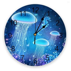 Relojes de pared rey de las medusas biología marina dormitorio reloj grande cocina moderna comedor redondo sala de estar reloj decoración del hogar