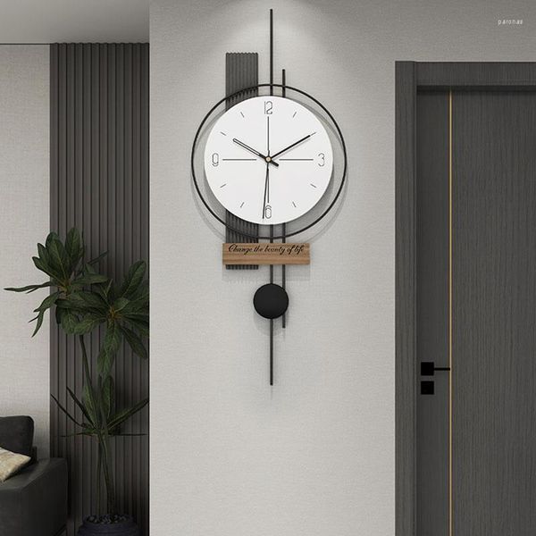 Relojes de pared colgantes de cocina minimalistas de gran tamaño, cuarzo, clásico, moderno, silencioso, Metal negro, decoración para sala de estar