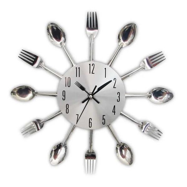 Horloges murales Cuisine Murau d'horloge cuillère fourche de cuisine montée à montée de décoration de conception moderne Murale Best-se vend Klock Q240509