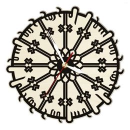 Relojes de pared Kufic Bismillah estatuilla islámica reloj de madera rústico para dormitorio línea minimalista arte caligrafía decoración del hogar reloj