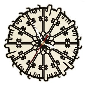 Wandklokken Kufic Bismillah Islamitische Beeldje Rustieke Houten Klok Voor Slaapkamer Minimalistische Lijn Kunst Kalligrafie Home Decor Horloge