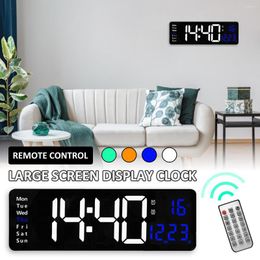 Horloges murales L Horloge numérique LED 16 pouces avec télécommande Grand écran Compteur et minuterie 10 niveaux de gradation Alarme alimentée par USB