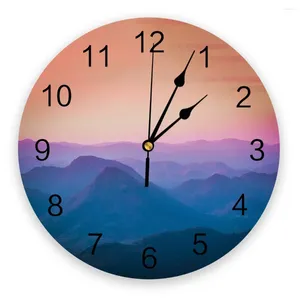 Horloges murales paysage montagnes horloge design moderne ferme décor cuisine vintage PVC rond salon décoration
