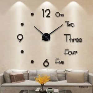 Horloges murales Grande horloge 3D lumineuse classique bricolage montres numériques autocollants silencieux pour la maison salon table 230921