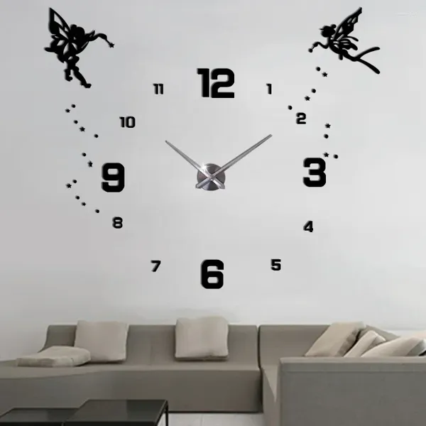 Relojes de pared Reloj 3D grande Diseño moderno Mecanismo silencioso 47 pulgadas Etiqueta acrílica para la decoración de la habitación de los niños
