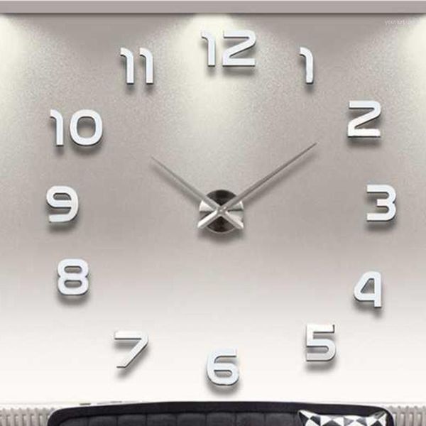 Horloges murales Grand 3D DIY Horloge Design moderne Silencieux Big Digital Acrylique Autocollant auto-adhésif pour salon Decor1