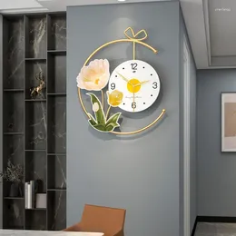 Horloges murales Grande 3D Nordic Flower Clock Design moderne Accueil Salon Silent Art Décoration Suspendue Horologe