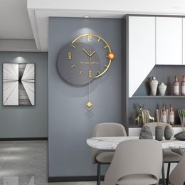 Relojes de pared Reloj de arte oscilante nórdico 3D grande, diseño moderno, decoración silenciosa para el hogar y la sala de estar, reloj colgante