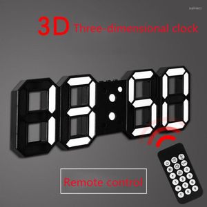 Relojes de pared grande 3D reloj de Control remoto LED electrónico Digital reloj de mesa escritorio multifunción fecha temperatura colgante