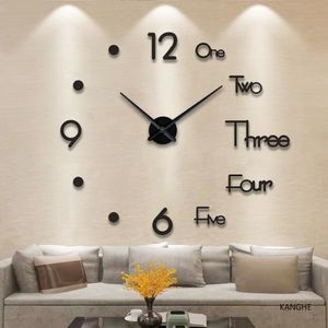 Horloges Murales Grande Horloge Murale 3D Lumineuse Classique Horloges Murales DIY Horloge Numérique Montres Murales Autocollants Horloge Silencieuse pour La Maison Salon Table 230614