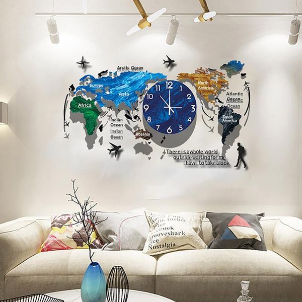 Relojes de pared Reloj grande Creativo Moderno Diseño de sala de estar Reloj Cuarzo Silencioso Reloj de gran tamaño