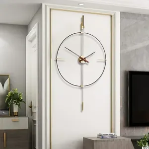 Wandklokken Grote Klok Home Decor Cirkelvormig Mute Modern Design Woonkamer Decoratie Zwart Horloge