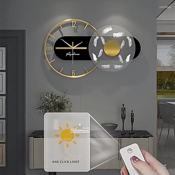 Relojes de pared Reloj grande Decoración del hogar Moda Mudo Diseño moderno Reloj digital Control remoto LED electrónico