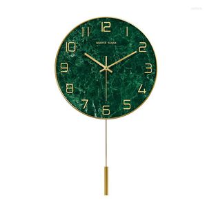 Horloges murales grande horloge métal moderne luxe pendule décor à la maison or silencieux montre bois marbre Texture salon