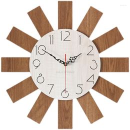 Relojes de pared Reloj grande Sala de estar de madera moderna Relojes silenciosos creativos Decoración del hogar 3D Ideas de regalos