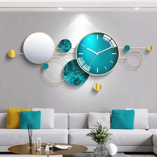 Relojes de pared Reloj grande Nórdicos Decoración del hogar Diseño moderno silencioso para sala de estar Artesanía Relojes digitales