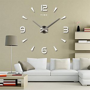 Corloges murales grandes horloges quartz 3D bricolage Big Watch Cuisine décorative Autocollant miroir en acrylique Oversize Letter Decor 220829