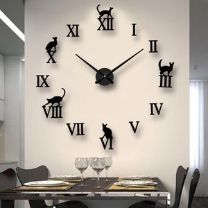 Wall Clocks Large Clock Quartz Needle 3D DIY Decorative Kitchen Acrylic Mirror Stickers Oversize Home Decor 230531