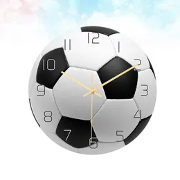 Horloges murales Grande horloge Football Football Rond Silencieux Non Ticking Peinture pour chambre d'enfants