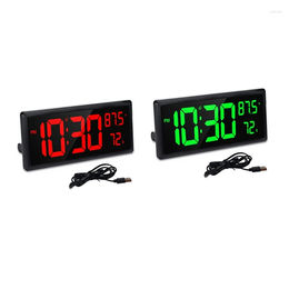 Relojes de pared Pantalla de reloj digital grande con temperatura y humedad Números LED de 14,3 pulgadas para la oficina en casa