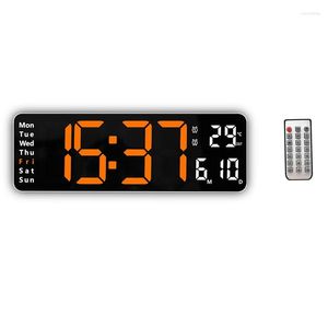 Horloges murales Grande horloge numérique Télécommande Temp Date Semaine Affichage Minuterie Compte à rebours Table Double Alarmes LED