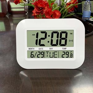 Relojes de pared Reloj digital grande con calendario de día/fecha/temperatura Cuenta atrás Temporizador silencioso para la cabecera Dormitorio de la escuela en casa interior