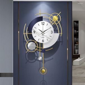 Relojes de pared grandes digitales modernos sala de estar Metal Arte Simple reloj de moda relojes colgantes dorado Negro decoración del hogar
