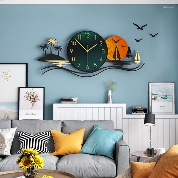 Horloges murales grand format horloge design moderne arbre acrylique décoré art TV fond décor à la maison intérieur N27