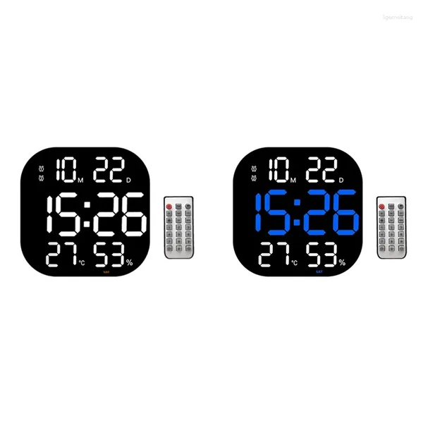Relojes de pared LE LED Reloj Digital Remote Control Temperatura Fecha de la Semana de la Tabla de brillo ajustable Alarmas de la tabla de brillo ajustable