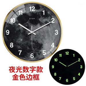 Horloges murales grande personnalité lumineuse lueur silencieuse salon créatif Relogios Parede horloge rougeoyante50WC1