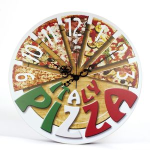 Muurklokken grote pizza patroon moderne stille ontwerp duurzame keuken eetkamer decoratieve home decor klok horloges