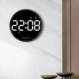 Horloges murales LED à grand écran LED Date de température de l'horloge numérique Affichage de la température suspendue alarme électronique avec télécommande pour la maison de la maison de e8t0