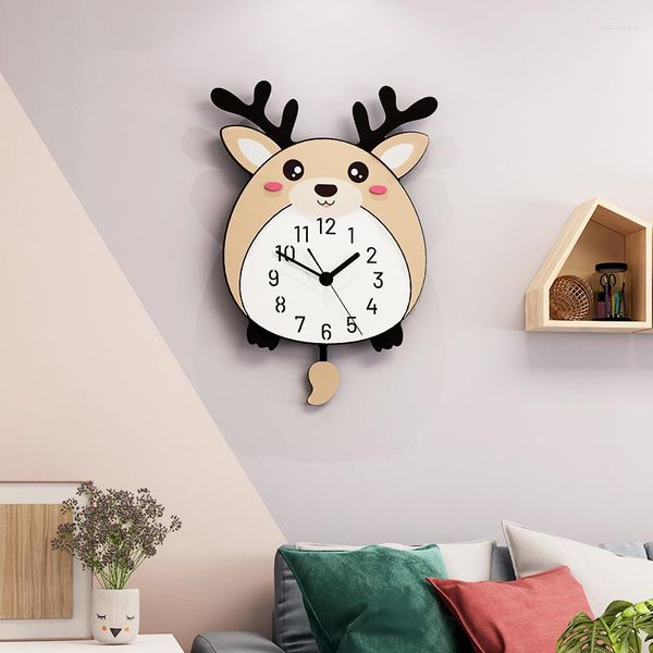 Relojes de pared ardilla grande Anime silencioso acrílico decorativo diseño moderno sala de estar decoración del hogar reloj pegatinas