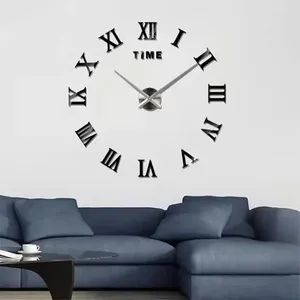 Horloges murales Grand tridimensionnel 130cm Amazon Salon Chambre Horloge DIY Silencieux Art Créativité Pas De Poinçonnage Décoration Coller