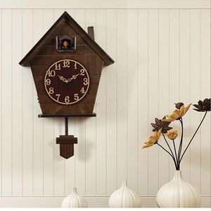 Wandklokken grote vintage klok hout 3d woonkamer japenese slinger vogel stille koekoek timer home slaapkamer reloj decor kinderen