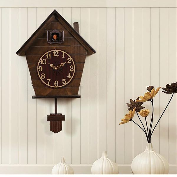 Relojes de pared Reloj grande Vintage madera 3d sala de estar péndulo japonés pájaro cuco silencioso temporizador hogar dormitorio Reloj decoración niños