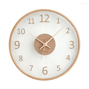 Wandklokken Grote houten klok stille Noords Modern Design Automatische kunst Home Decor Watch Classic Horloge Murale Sticker