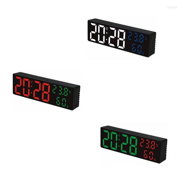 Horloges murales LED Rédacteur d'alarme numérique Snifooze Date de température Affichage de la bande de bureau USB Miroir pour la décoration du salon