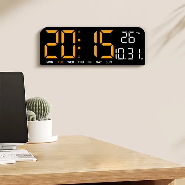 Horloges murales LED Réveil numérique avec bouton de veille Luminosité réglable 5 modes Bureau d'affichage de la température pour bureau chambre