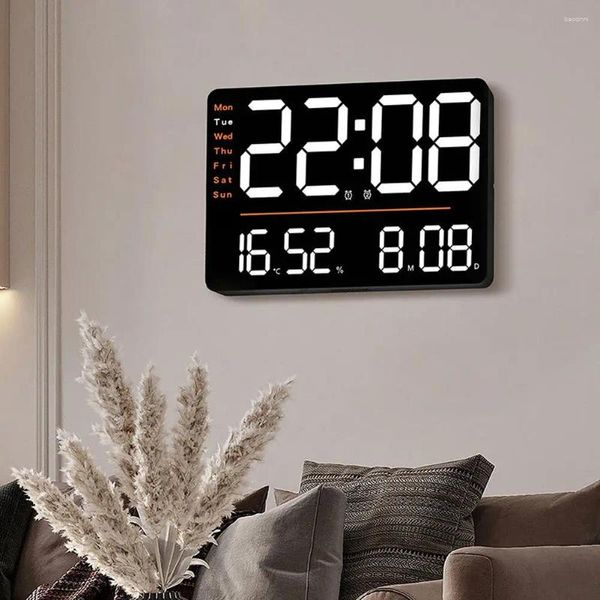 Horloges murales LED Corloge numérique 12 / 24H Température réglable Température Humidité Afficher Tableau Alarme multifonctionnelle