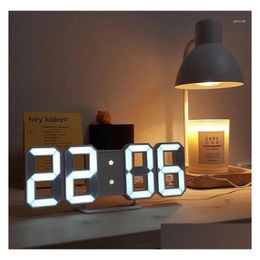 Wandklokken LED Digitale klok Alarmdatum Temperatuur Matic Backlight Tabel Desktop Home Decoratie Stand Hang Drop levering Tuin Dec Dhnj3