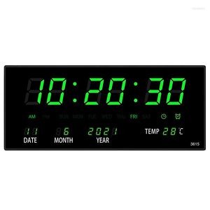 Relojes de pared Reloj digital LED Mesa electrónica con visualización de fecha y hora Reloj con memoria de apagado 36 15 2,8 CM