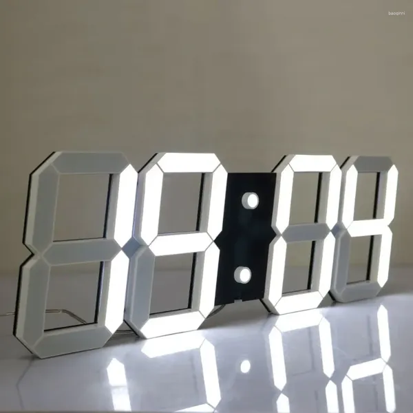 Horloges murales LED horloge numérique grand affichage télécommande compte à rebours compte à rebours avec calendrier date température 6 '' chiffres de hauteur