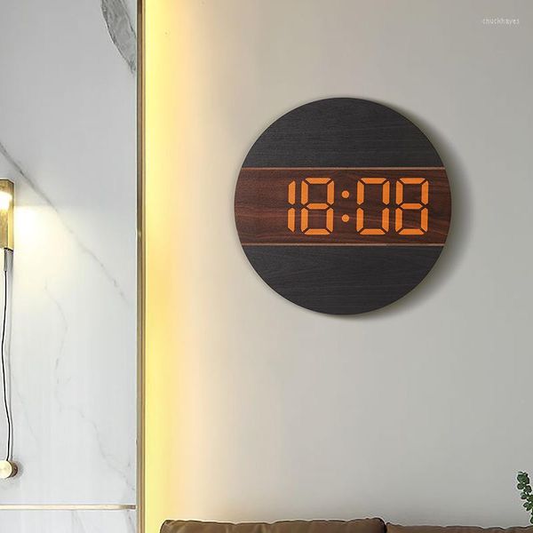Horloges murales LED numérique horloge en bois moderne personnalité minimaliste créative décorative suspendue pour salon décor à la maison