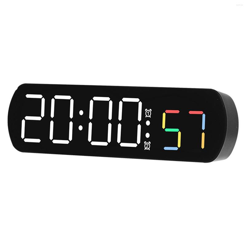 Relojes de pared Pantalla LED Reloj digital Baterías creativas multifuncionales / enchufado 12/24H Temporizador de alarma electrónico rectangular