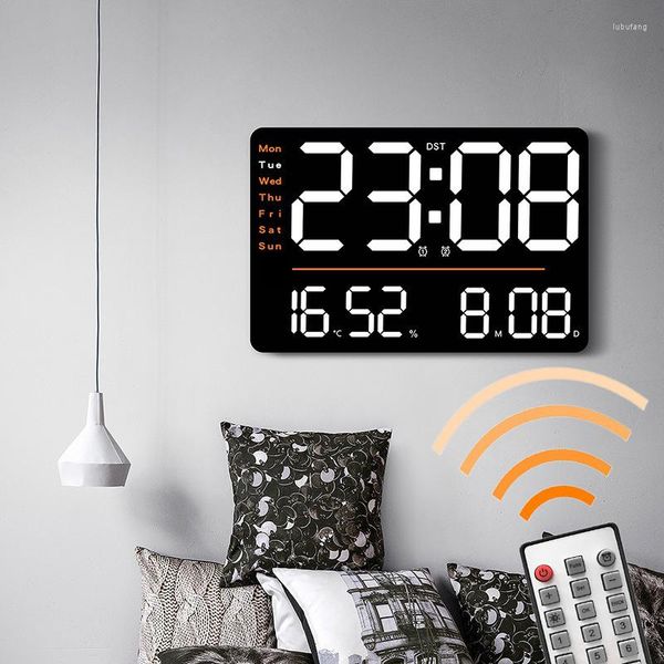 Horloges murales LED grande horloge numérique télécommande température Date semaine affichage luminosité réglable moderne salon alarmes