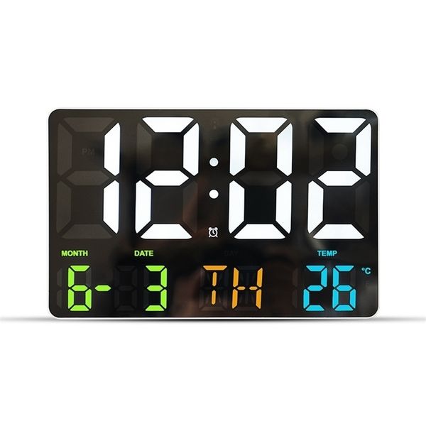 Horloges murales LED grand écran télécommande électronique montée détection de lumière température Date mise hors tension mémoire montre 220930